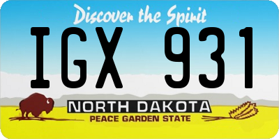 ND license plate IGX931
