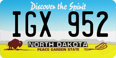 ND license plate IGX952