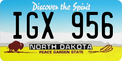 ND license plate IGX956