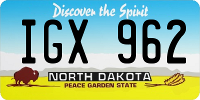 ND license plate IGX962
