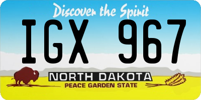 ND license plate IGX967