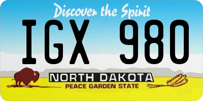 ND license plate IGX980