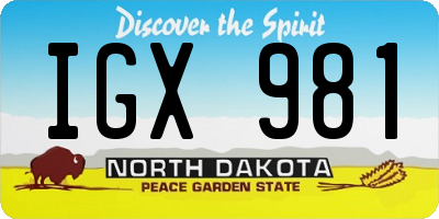 ND license plate IGX981