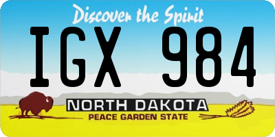 ND license plate IGX984
