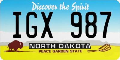 ND license plate IGX987