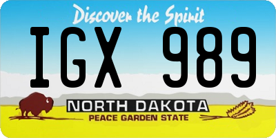ND license plate IGX989