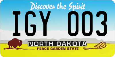 ND license plate IGY003