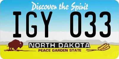 ND license plate IGY033