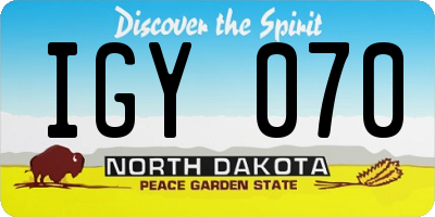 ND license plate IGY070