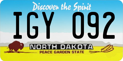 ND license plate IGY092