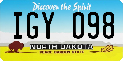 ND license plate IGY098