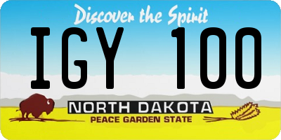 ND license plate IGY100