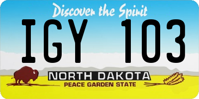 ND license plate IGY103