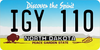 ND license plate IGY110