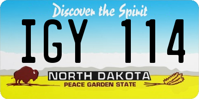 ND license plate IGY114