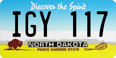 ND license plate IGY117
