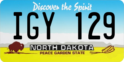 ND license plate IGY129