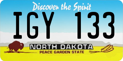ND license plate IGY133