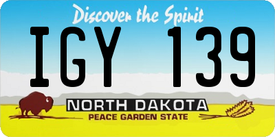 ND license plate IGY139
