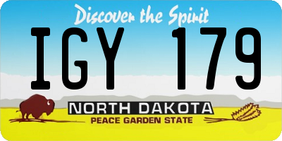 ND license plate IGY179