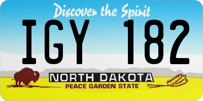 ND license plate IGY182