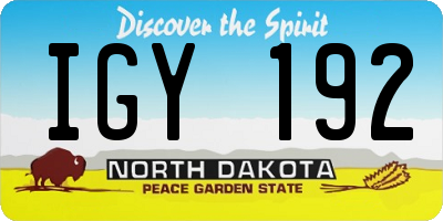 ND license plate IGY192