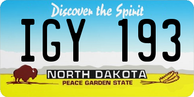 ND license plate IGY193