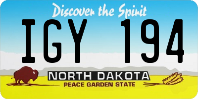 ND license plate IGY194