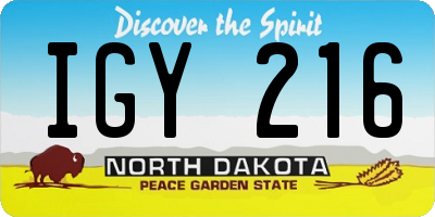 ND license plate IGY216