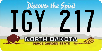 ND license plate IGY217