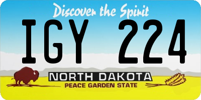 ND license plate IGY224