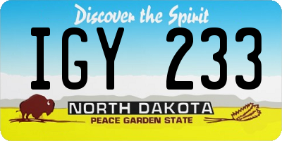 ND license plate IGY233