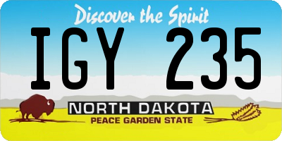 ND license plate IGY235