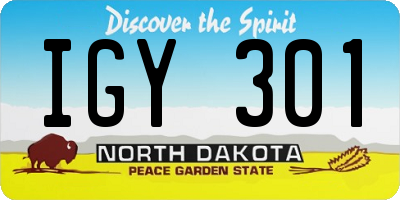 ND license plate IGY301
