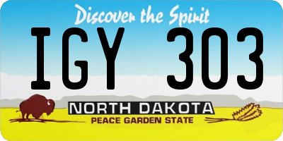 ND license plate IGY303