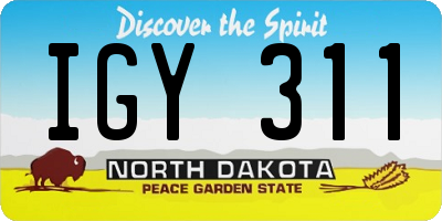 ND license plate IGY311
