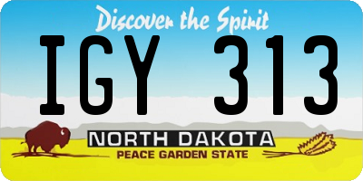 ND license plate IGY313