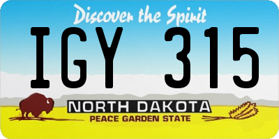 ND license plate IGY315