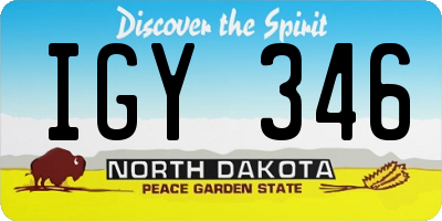 ND license plate IGY346
