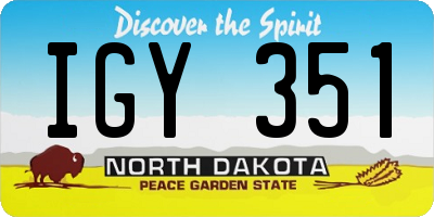 ND license plate IGY351