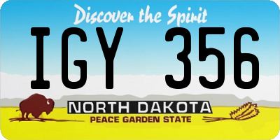 ND license plate IGY356