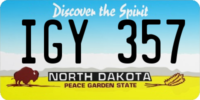 ND license plate IGY357