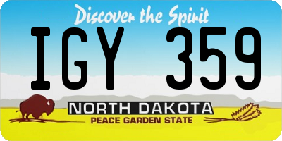 ND license plate IGY359