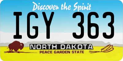 ND license plate IGY363