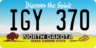 ND license plate IGY370