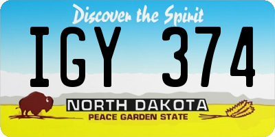 ND license plate IGY374