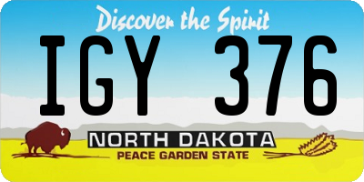 ND license plate IGY376