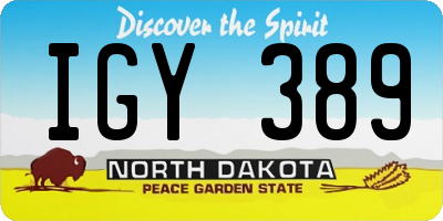 ND license plate IGY389