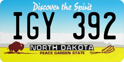 ND license plate IGY392
