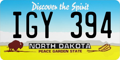 ND license plate IGY394